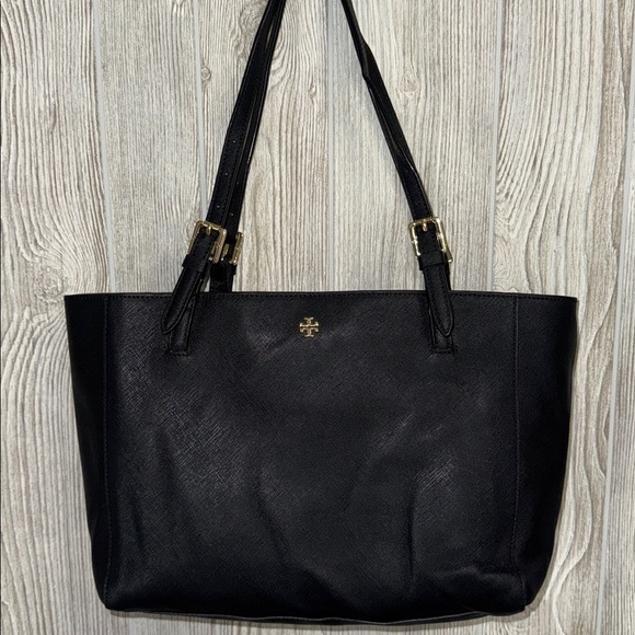 Tory Burch New York Buckle Black Tote with Gold Zipper - Picture 1 of 10